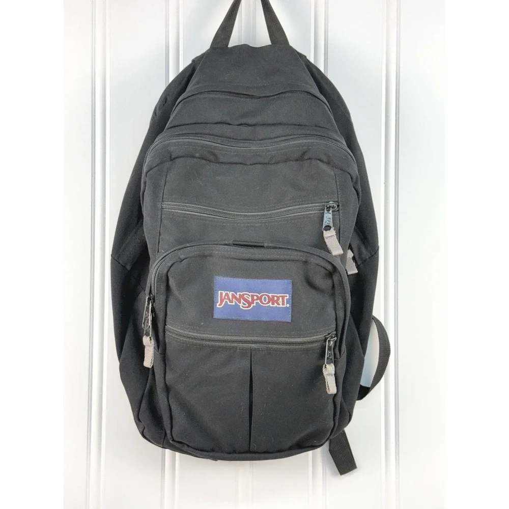 VTG Jansport Backpack Big Student XL School Sleeve Book Bag Black